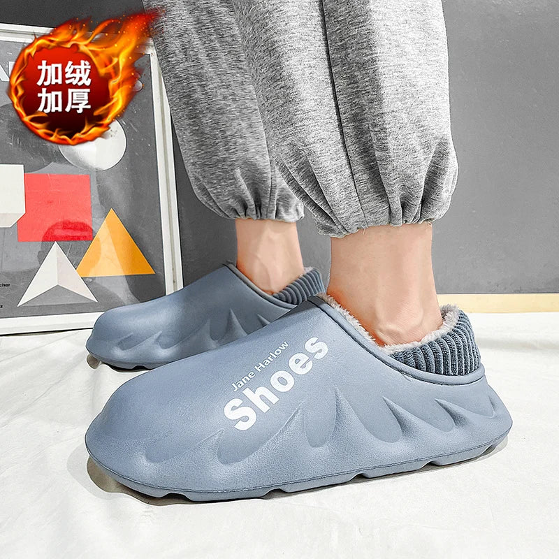 New 2024-2025 Winter and Autumn Cotton Slippers Men Indoor Warm Home Shoes Multi-Color Waterproof Soft Thick Sole Furry Women Men Slides EVA - FREE SHIPPING
