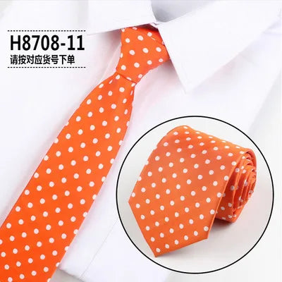 Brand New 2025 Fashion Dot Tie For Mens 8CM Necktie Business Formal Polka Dot Necktie Wedding Gift Orange Blue Red Tie Accessories Gravatas