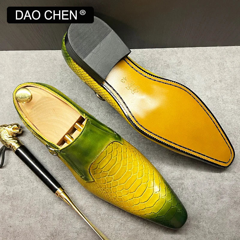 NEW 2024 ITALIAN MEN LOAFERS SHOES BLACK MIXED COLORS SLIP ON REAL LEATHER MEMS DRESS SHOES WEDDING OFFICE BANQUET CASUAL SHOES