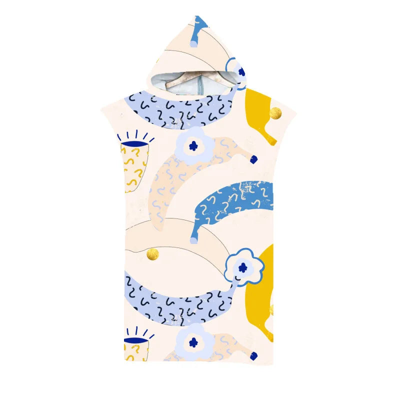 Customizable 3D Microfiber Fabric Quick Dry Hooded Beach Towel Adult Kid  Swimming Hot Spring Change Bathrobe Cloak Surf Poncho