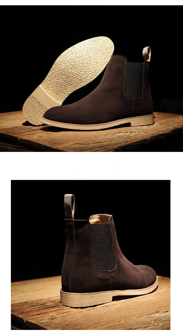 Luxury Designer New Autumn 2025  Winter Mens Pointed Suede Leather High Tops Dress Shoes For Male Formal Business Chelsea Ankle Boots