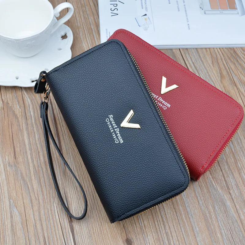 2024 Pu Leather Women Wallets Women Purses Fashion Long Zipper Women's Wallet Money Coin Holder Female Long Purse Female Purse Zipper