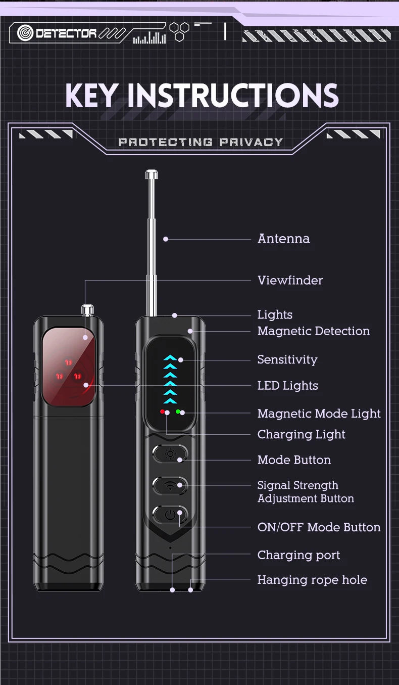 Hidden Spy Camera Detector Upgraded T17 Anti Spy Gadget GPS Tracker Finder Bug Detector Wireless RF Signal Infrared Scanner
