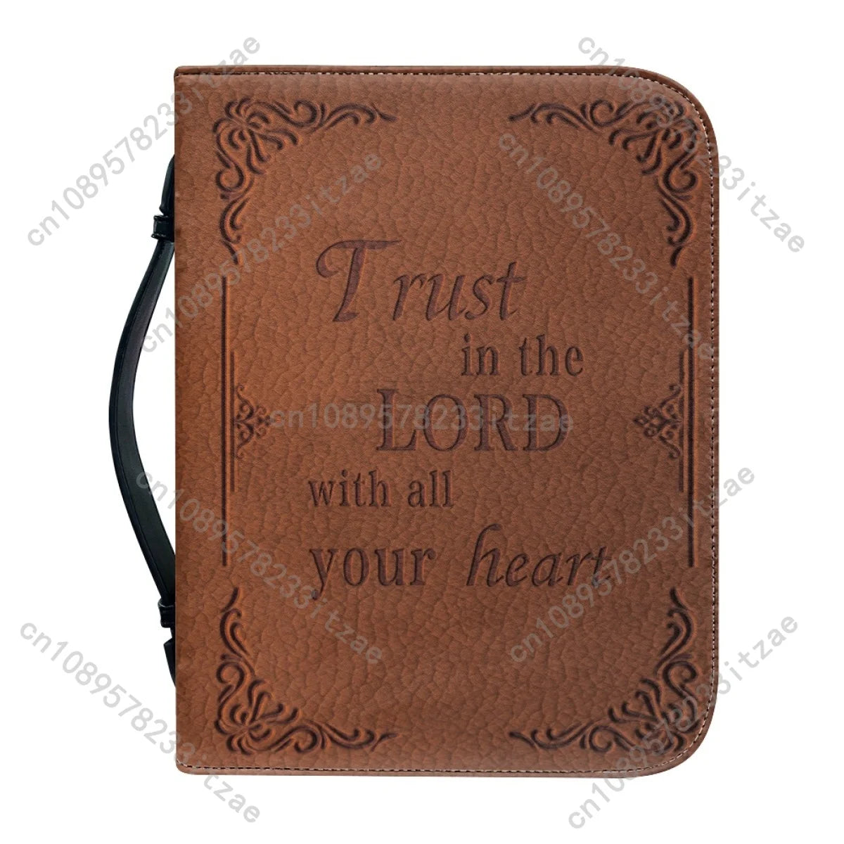 Women's Handbags Portable Bible Storage Bags Fashion New Leather Bible Verse Printing Zippered Handle Church Bible Bag Custom