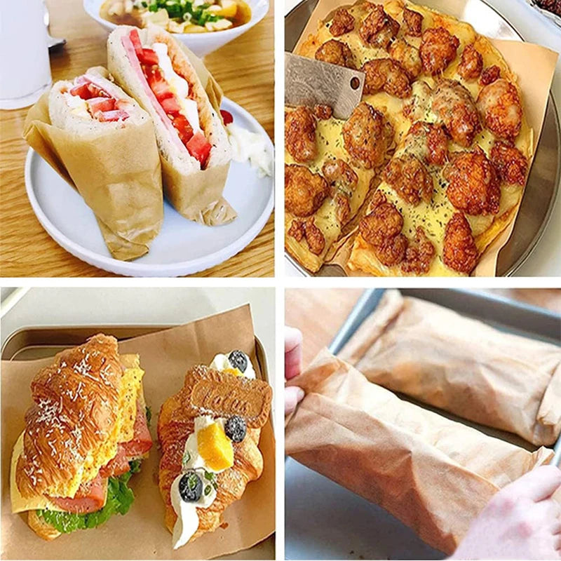 50/100/200PCS Baking Paper for Oven Air Fryer Baking Mat Non-stick Absorption Oil Paper Baking Grilling Cuttable Parchment Paper
