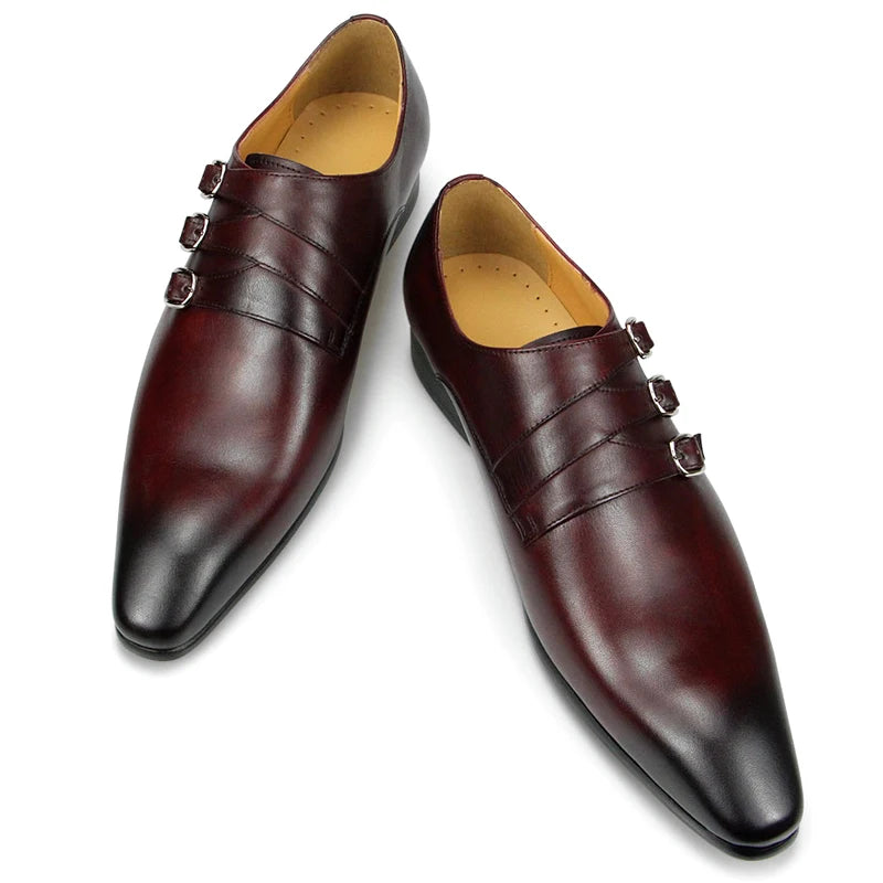 Men's Dress Casual Leather Shoes Italian Style Designer Loafers Business Office Shoes Genuine Leather Pointed Toe Leather Shoes WE OFFER 10% OFF and FREE SHIPPING