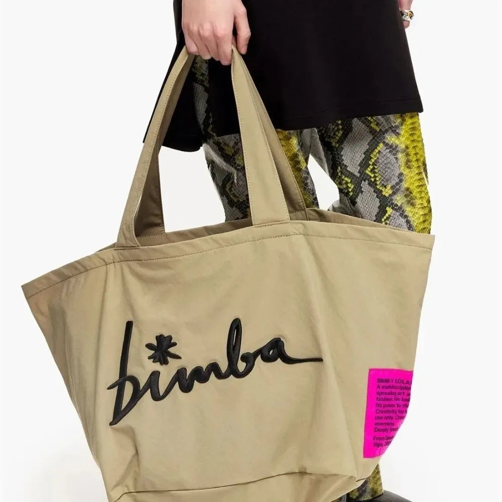 AMAZONY New Fashion 2024 Letter Embroidered Handbags Trendy Large Capacity Tote Bag Casual Shoulder Bags Lightweight Waterproof Shopping Bag for Women