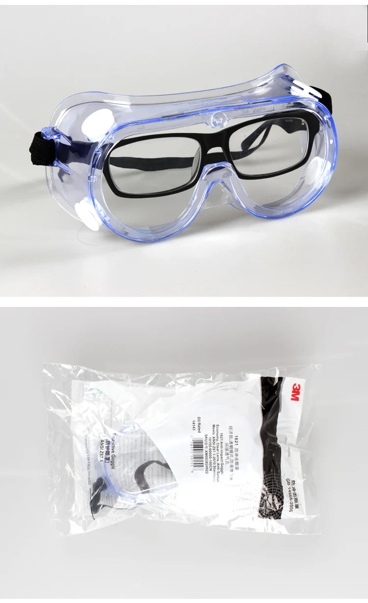 3M 1621 Glasses Goggle Anti-Impact PC Chemical Splash ANSI Z87 Standard Safety Personal Protection UV Protective Factory
