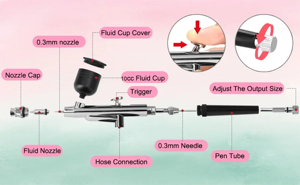 Nail Airbrush Portable Airbrush With Compressor Painting Air Brush Mini Compressor Paint gun For Nail Art Paint Crafts Modeling