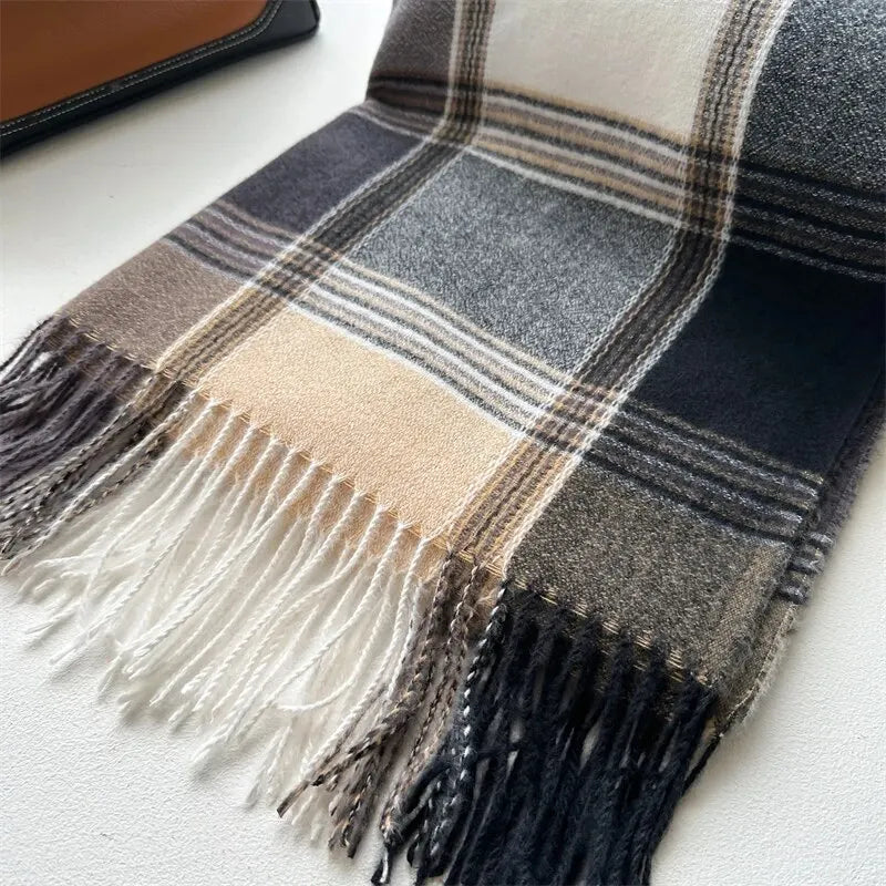 2025 Warm Plaid Cashmere Shawl Poncho Winter Scarf Luxury Print Blanket Pashmina Wraps Bufanda With Tassel Casual Stoled Echarpe