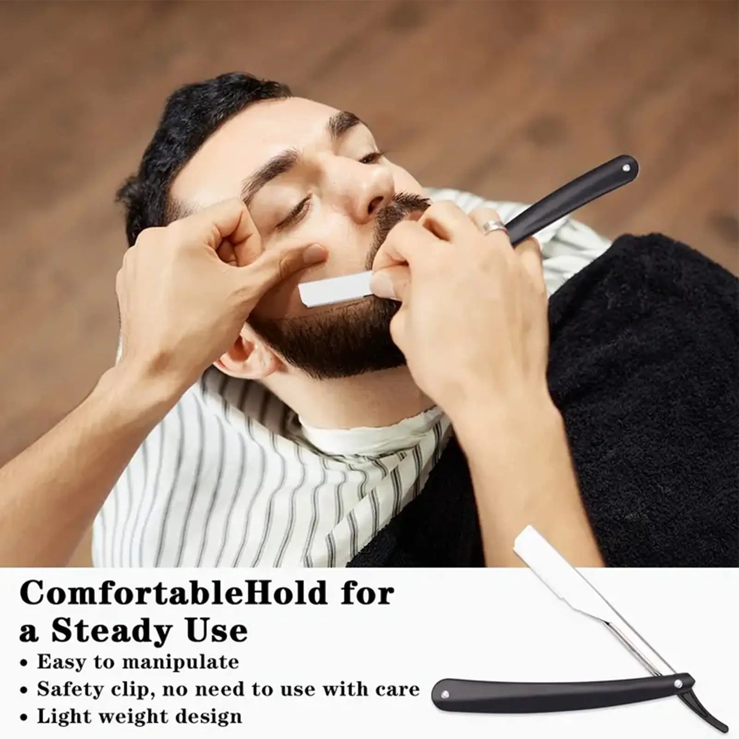 Hairdress Straight Edge Razor with 100pcs Single Straight Razor Professional Straight Blade Razor Men's Styling Tools