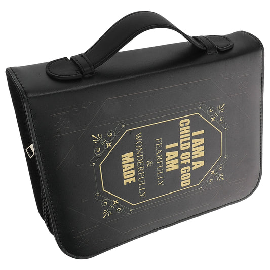 Vintage Style Cross Book Cover Tote With Handle Zippered Protective Case Pu Bible Travel Bag Portable Book Protector For