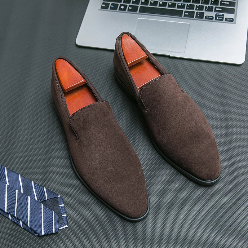 NEW 2024-2025 Luxury Leather Men Shoes Shoes Men Loafers Slip On Suede Pointed Toe Daily Wedding Party Classy Casual Shoes for man Only 6000 copies are available