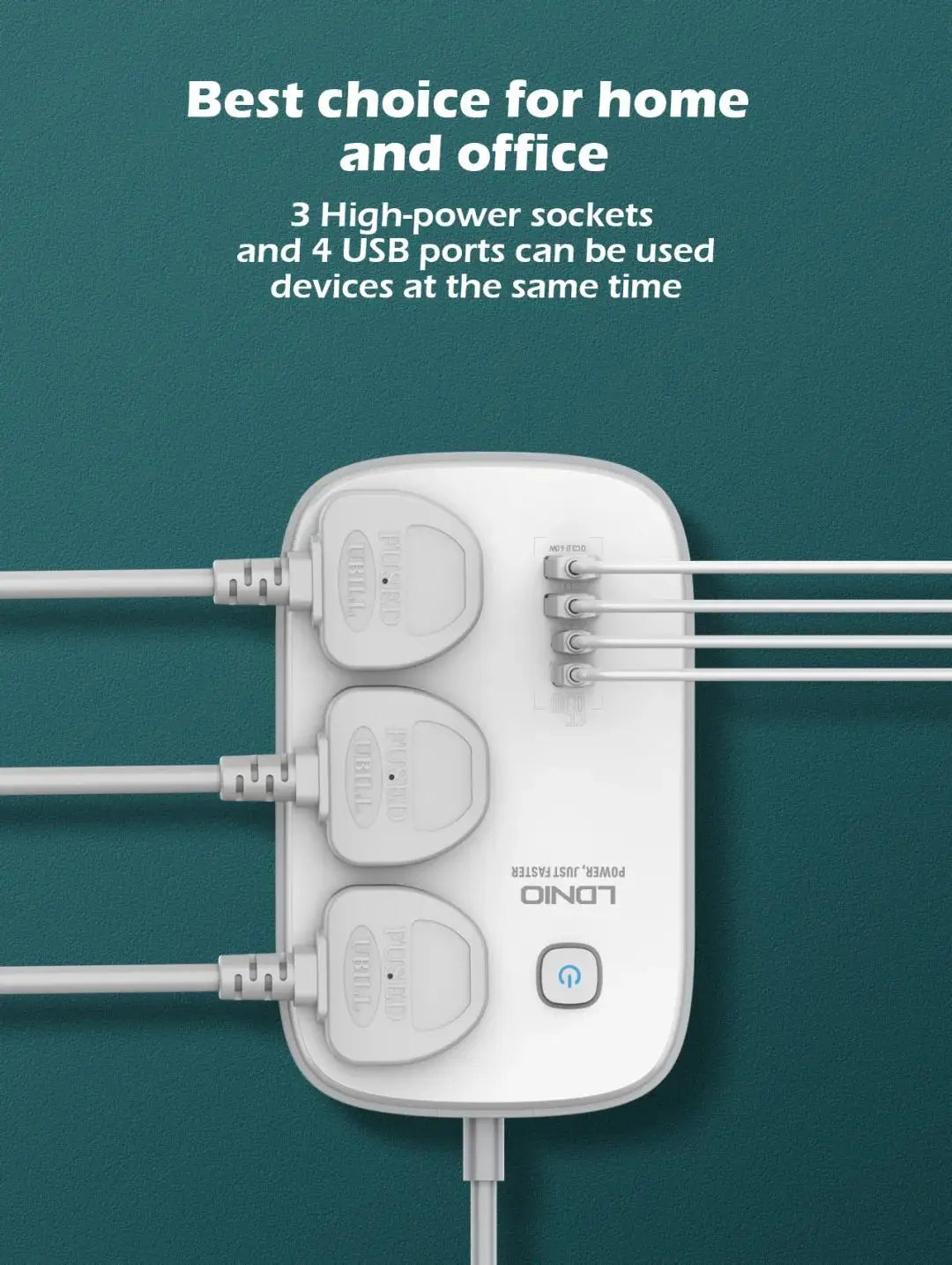 LDNIO Universal Power Strip with 65W GaN USB Charer 3250W Extension Cable Network Filter Surge Protector  EU/US/UK Plug Socket