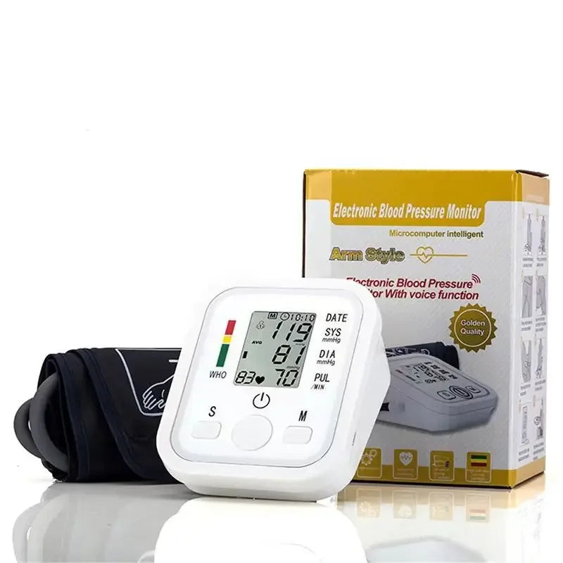 LCD Portable Health Care Pulse Meter BP Monitor Automatic Digital Arm Blood Pressure Monitor Tonometer Meter Sphygmomanometer