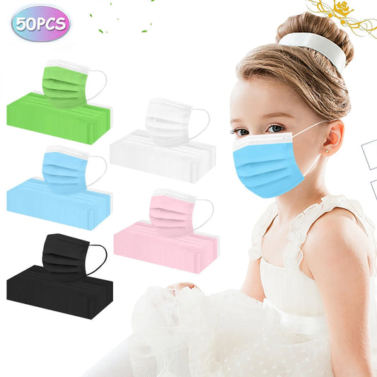 50pcs Kids Face Mask Disposable 3 Ply Safety Face Mask 4-12 Children Face Mask BUY TWO BOXES AND GET A FREE LAPTOP STAND