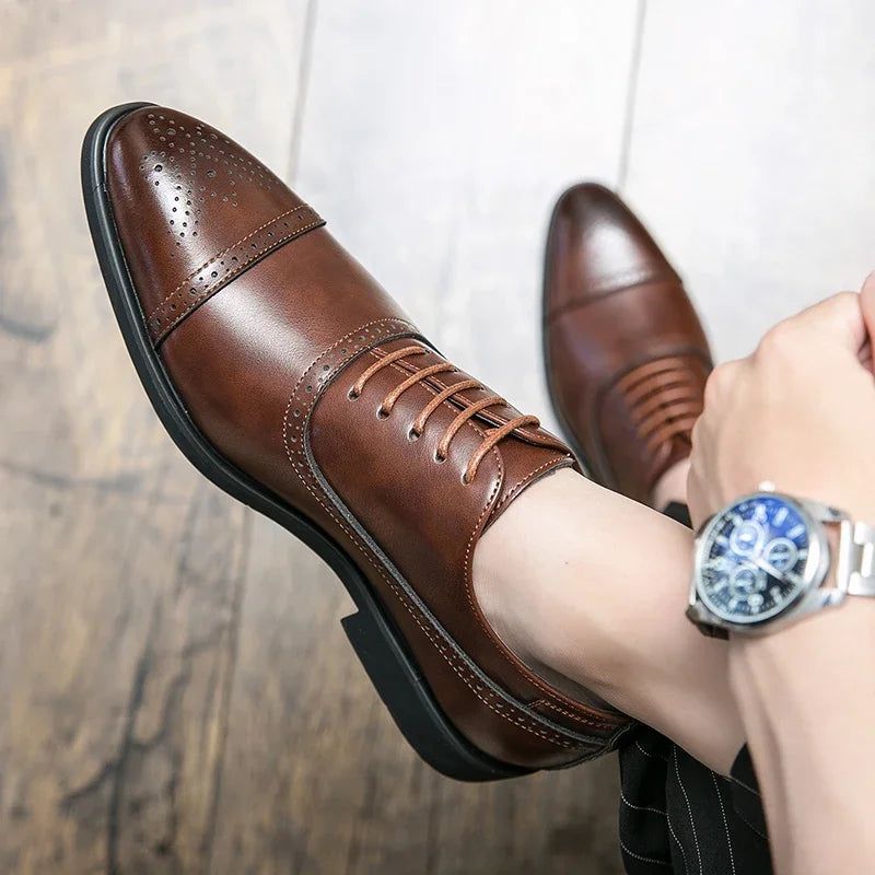 Our New Collections 2024-2025 Men's Formal  Shoes Red Sole Fashion Business Casual Party Banquet Daily Retro Carved Lace-up Brogue Dress Wedding Shoes Size 48