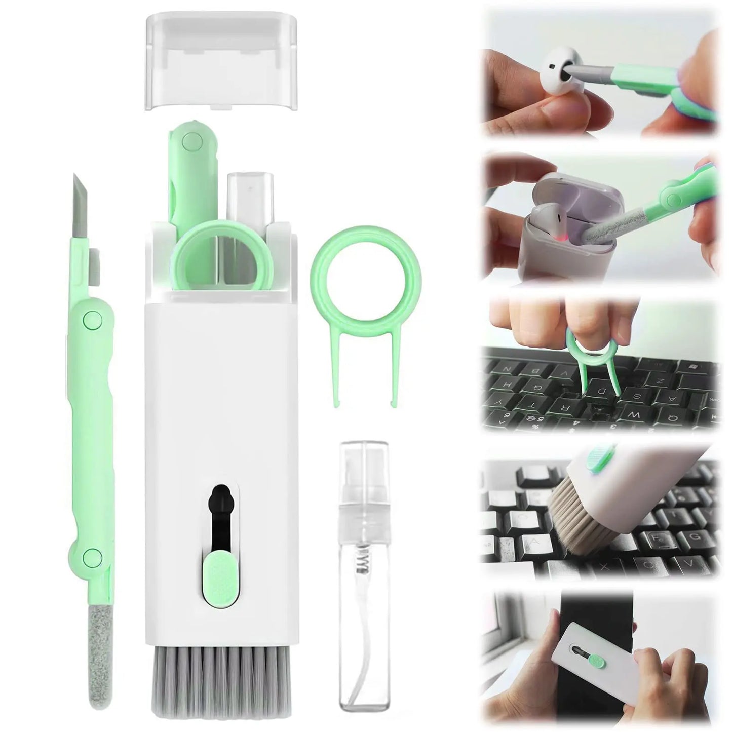 8 in 1 Keyboard Cleaning Brush Kit Phone Stand Earphone Cleaning Pen for Airpod 1 2 3 Cleaning Tool for Computer/MacBook/iPad