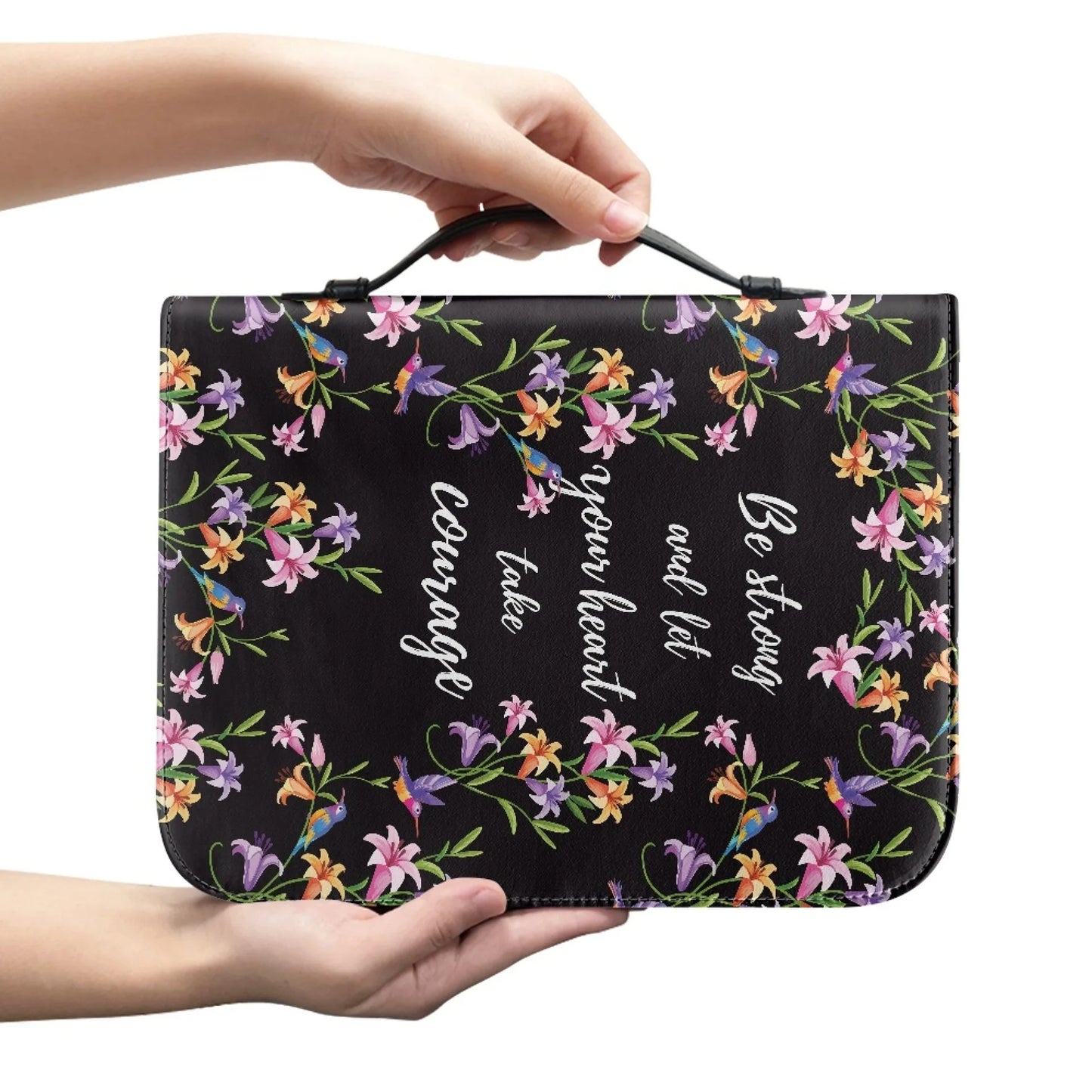 M Size Leather Cross Design Printed Book Bible Bag Student Travel Storage Bag One-handed Portable Storage Student Handbag