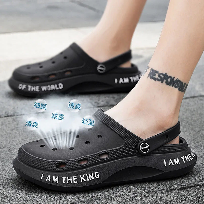 Men's Outdoor Sandals Leisure Hole Shoes Indoor and Outdoor Slippers Beach Slippers Breathable Soft Bottom Baotou Sandals