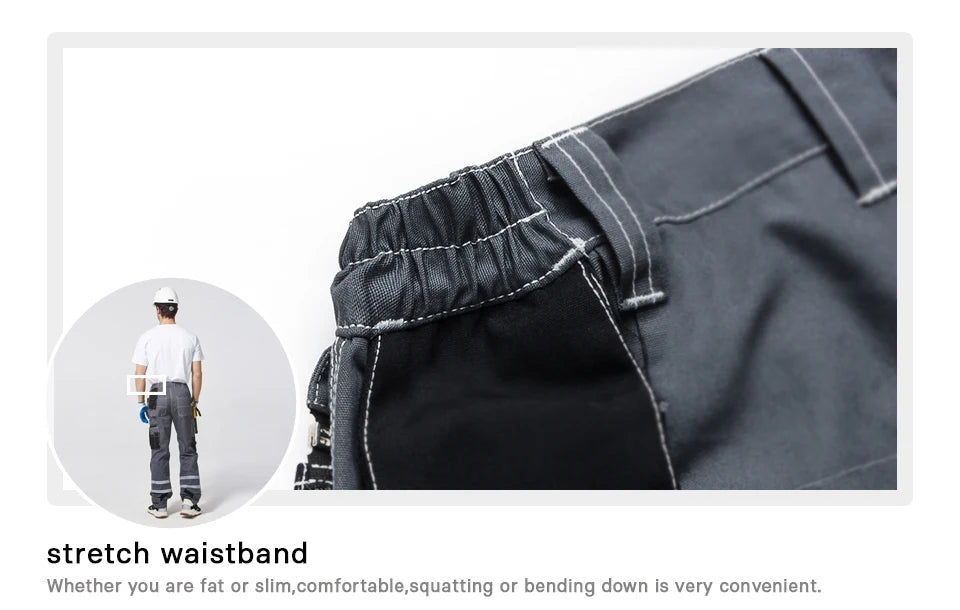 Electrician Men Working Pants Multi Functional Pockets Wear-resistance Workwear Trousers Reflective Work Mechanic Repair Mens Cargo Pants