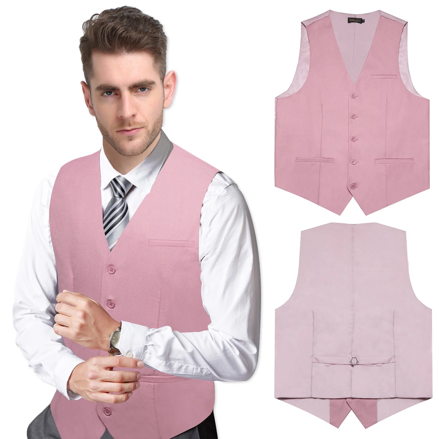Exquisite Casual Men's Vest Fashion Necktie Handkerchief Fromal Slim Fit Dress Waistcoat for Man Business Free ship