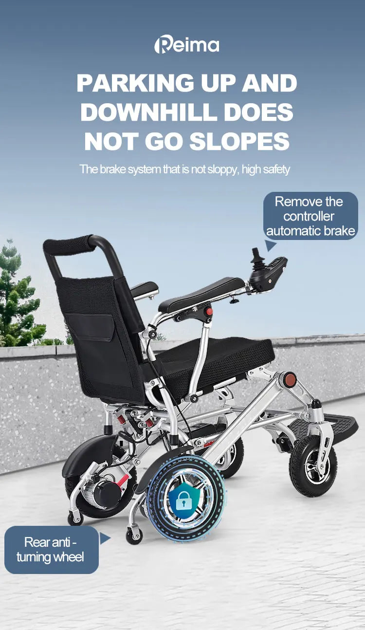 Seniors Disabled Elderly Nursing Health Care Products Khaki Folding Transport Electric Wheelchair with Arms Removable Footrest