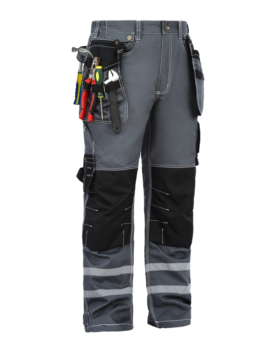 Electrician Men Working Pants Multi Functional Pockets Wear-resistance Workwear Trousers Reflective Work Mechanic Repair Mens Cargo Pants