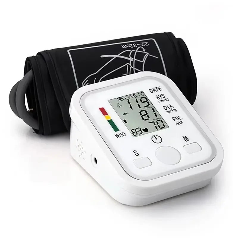 LCD Portable Health Care Pulse Meter BP Monitor Automatic Digital Arm Blood Pressure Monitor Tonometer Meter Sphygmomanometer