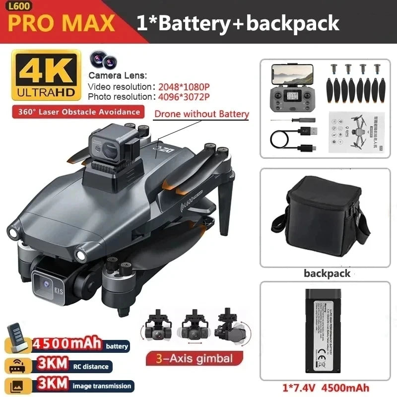 Big Sales now L600 PRO MAX GPS Drone Professional 4K 3-Axis PTZ HD Dual Camera Obstacle Avoidance Brushless Motor 5G WIFI RC Quadcopter Toys