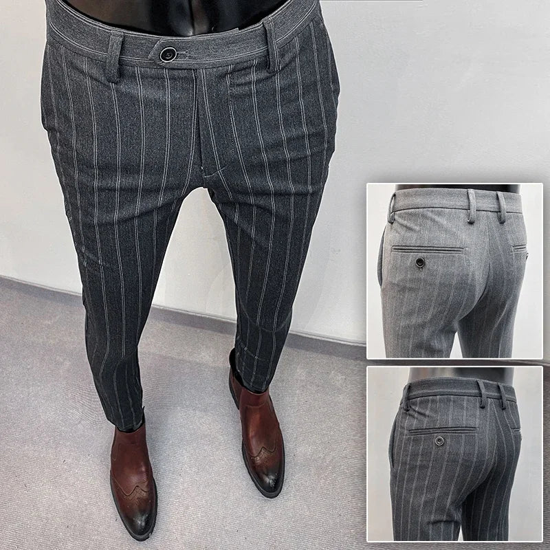 Men Suit Pants Formal Trousers Pantalone Hombre Stretch Slim Solid Color Casual Dress Full Length Pants Fashion New Men Clothing- FREE Laptop Stand is offer if you buy a pant