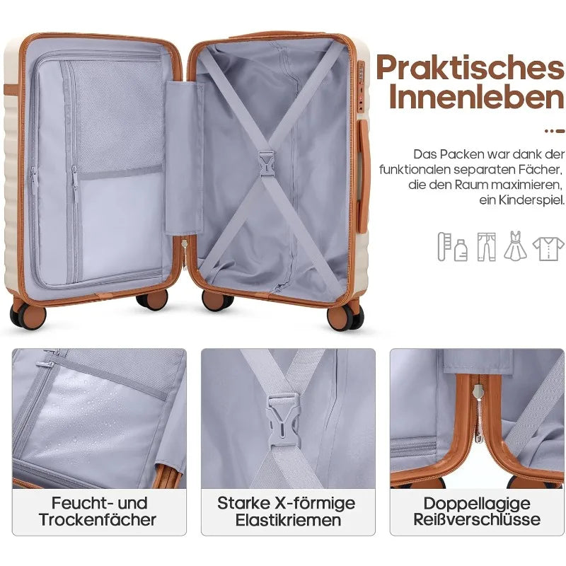 Luggage Sets 3 Piece, Carry On Luggage 20 Inch With Spinner Wheels,PC Hardside Suitcase Set with TSA Lock,Durable Carry(20inch)