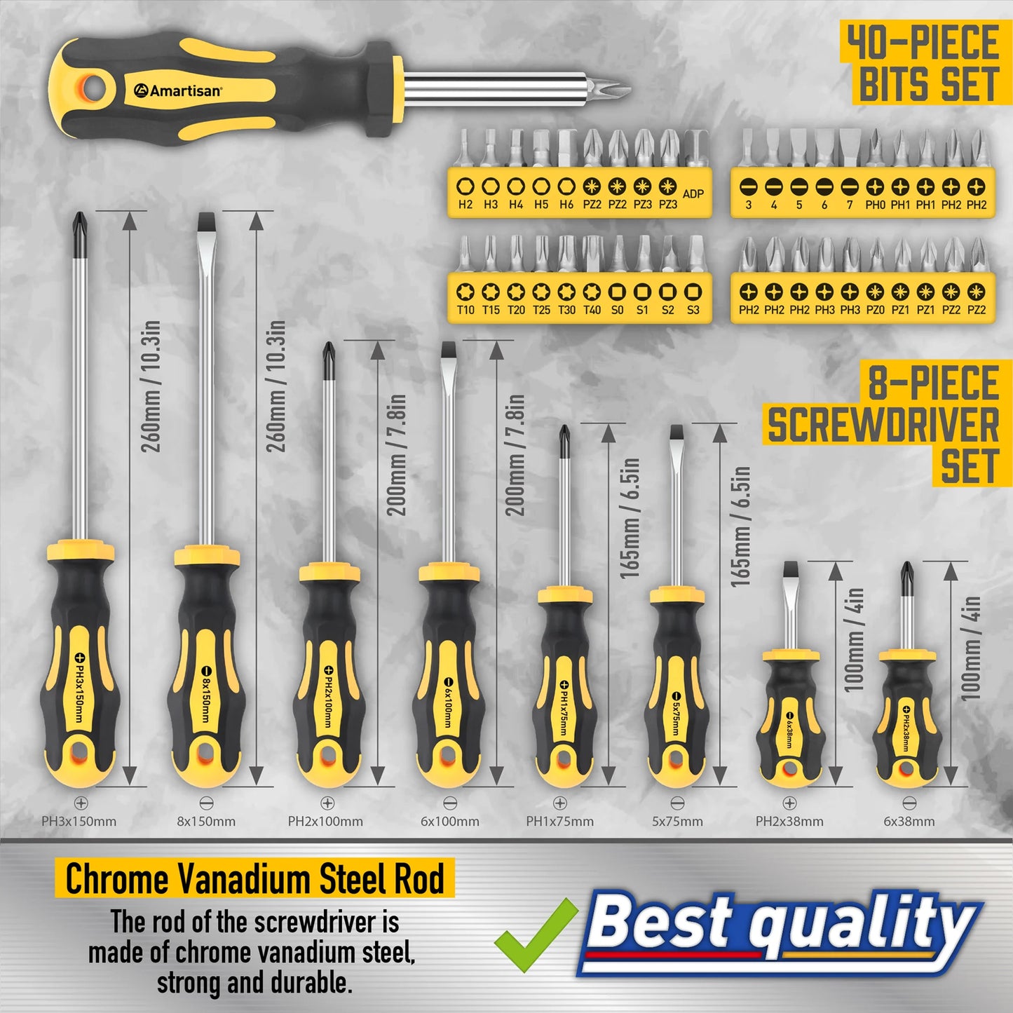 72 piece magnetic screwdriver set includes various drill bits and insulated screwdriver sets Screwdriver Set features 1000V Screwdrivers