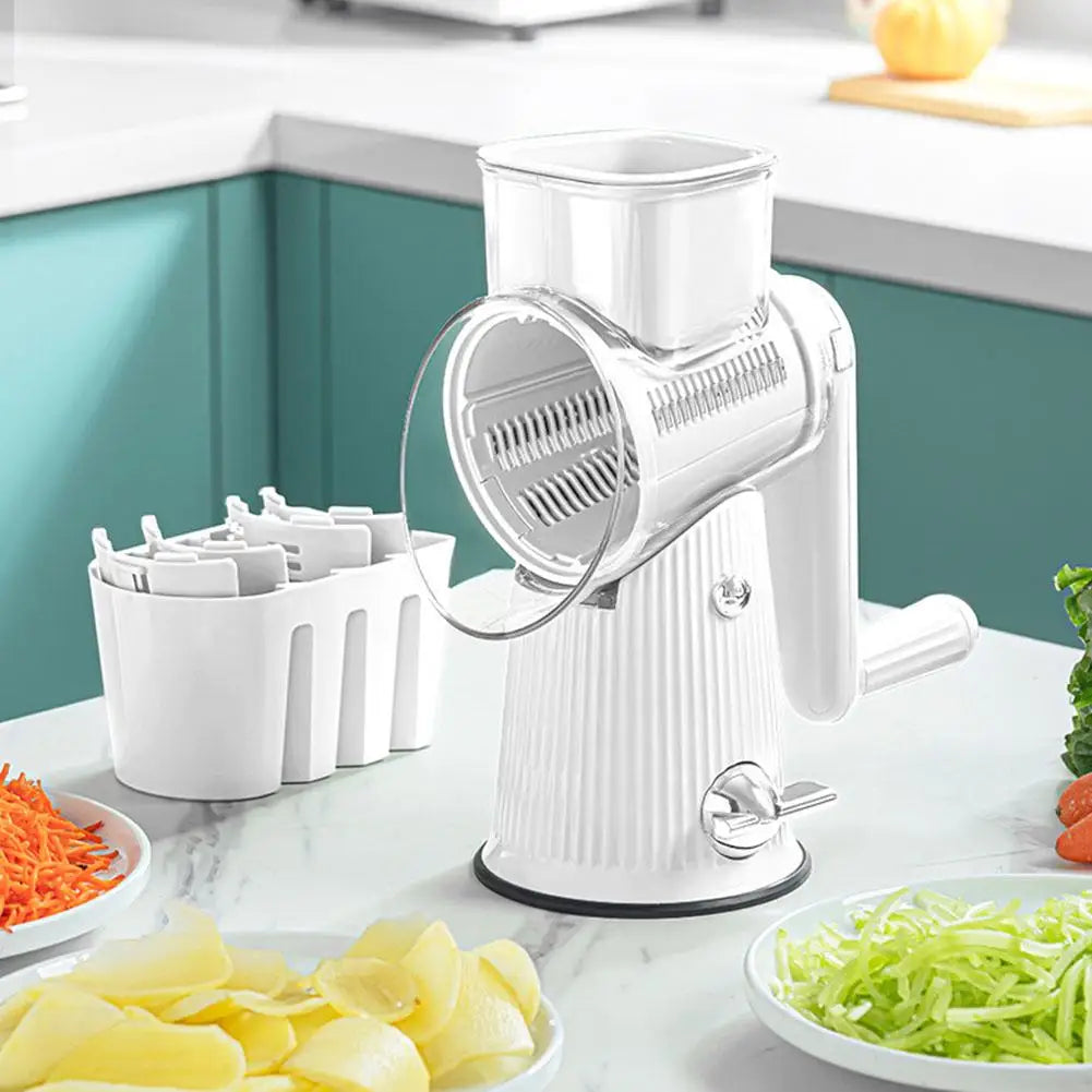 New 2025 5 In 1 Rotary Cheese Grater With Handle Manual Vegetable Graters Shredder Slicer Nuts Grinder With Strong Suction Base