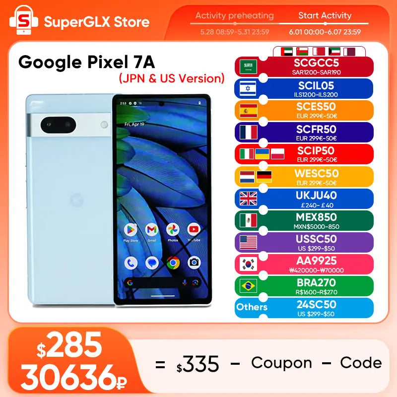 2024 New Google Pixel 7A Mobile Phone 8GB RAM 128GB ROM 6.1" NFC Octa Core Android 13 IP67 dust/water resistant Pixel 7a Phone