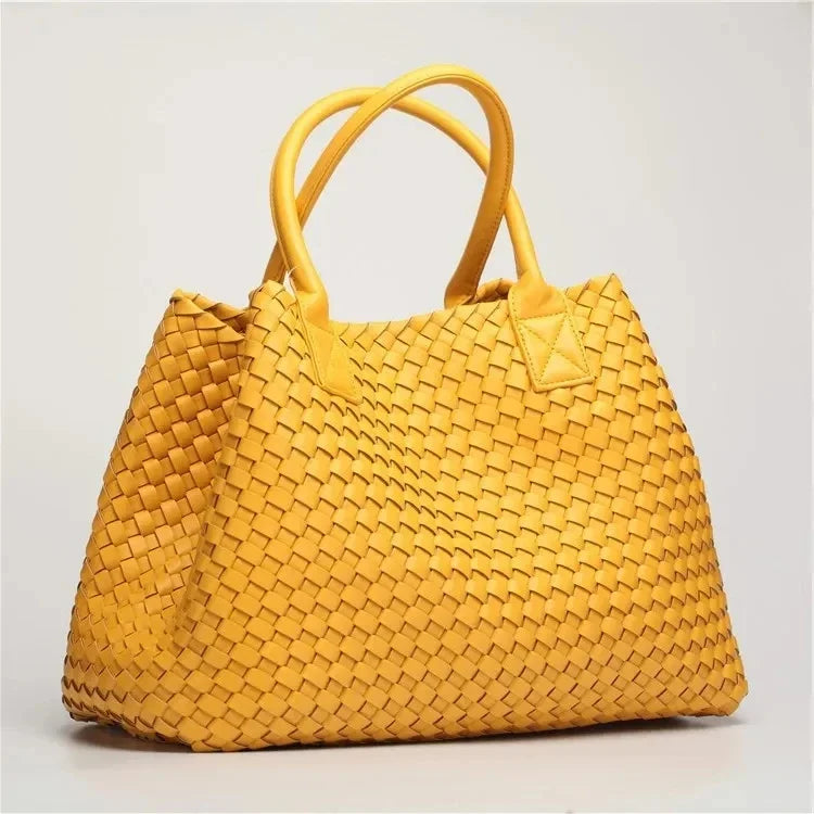 Luxury Woven Tote Women's Handbags Designer Large Shoulder Bags for Women 2025 Fashion PU Shopper Purses Composited Bags Clutch