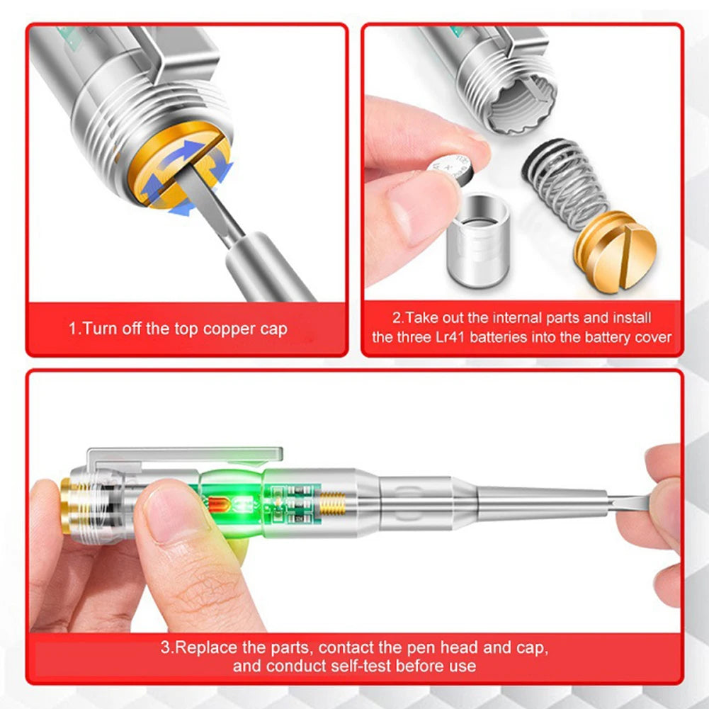 Tester Pen Electrician's Best Friend 2 Piece Set of Electrical Circuit Testers for 24 250V Induction Power Detection