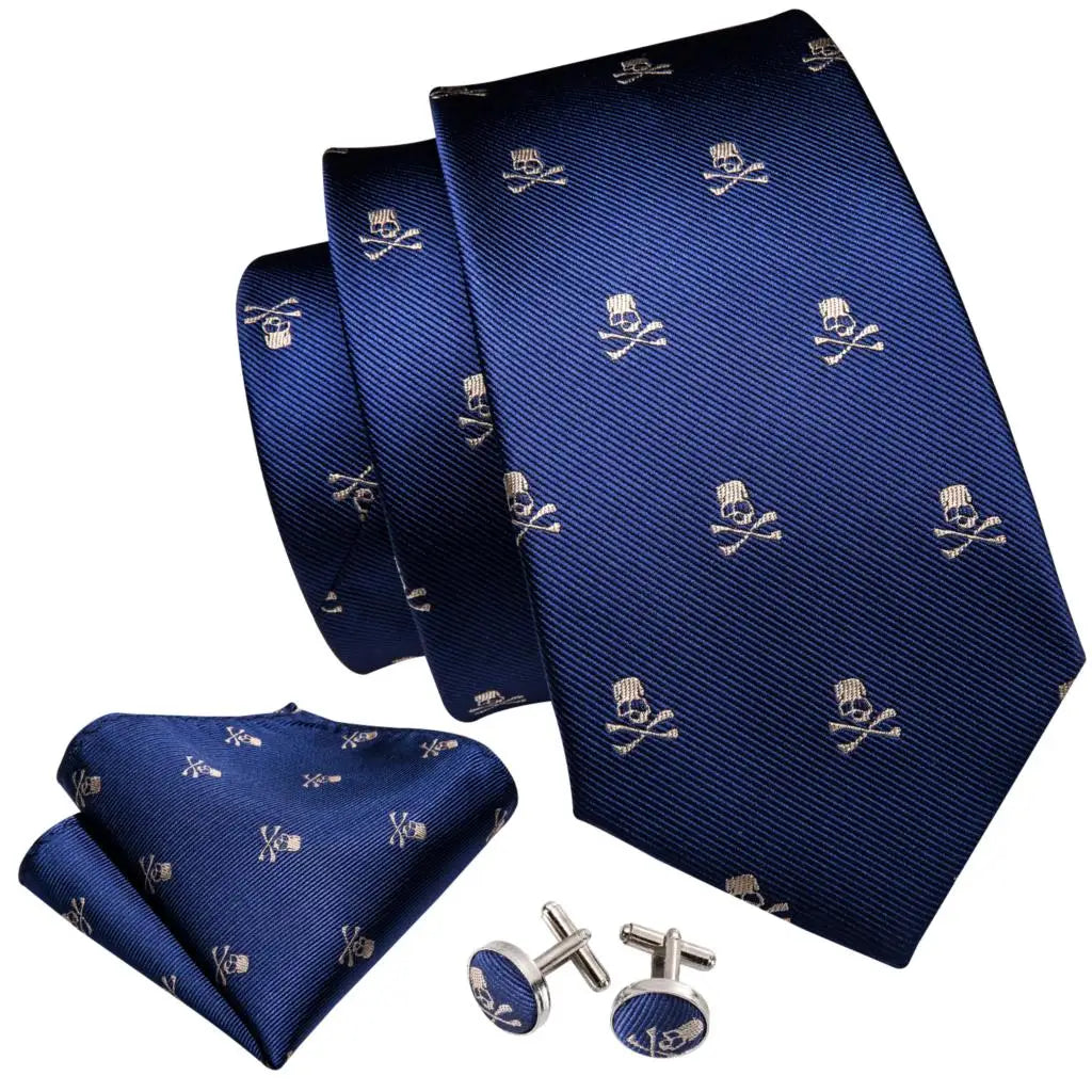 Barry.Wang Jacquard Animal Silk Men Tie Hankerchief Cufflinks Set Novelty Necktie for Male Gift Wedding Business Party 30 Styles