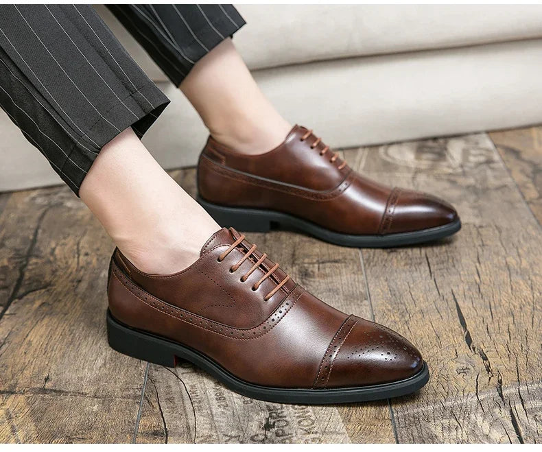 Our New Collections 2024-2025 Men's Formal  Shoes Red Sole Fashion Business Casual Party Banquet Daily Retro Carved Lace-up Brogue Dress Wedding Shoes Size 48