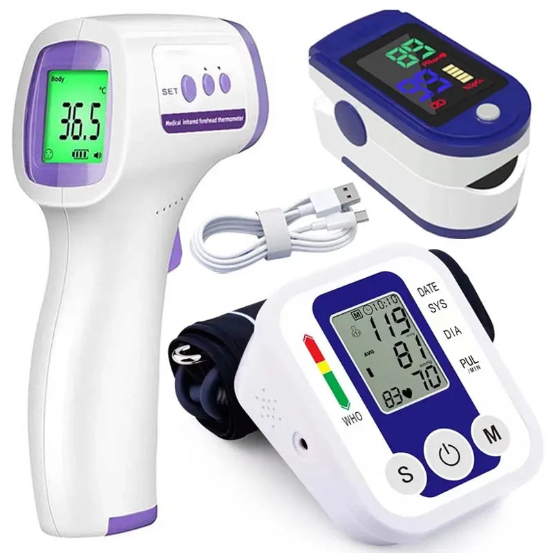 Digital Arm Blood Pressure Test Kit Cuff Sensor Monitor BP Automatic Pressure Tonometer Tensiometer Heart Rate Pulse Meter
