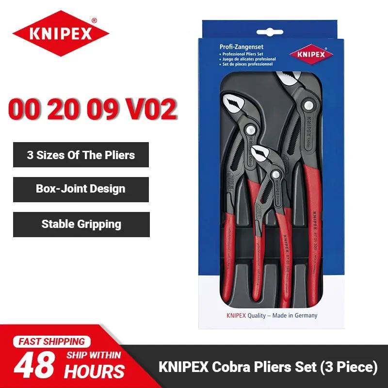 KNIPEX  Cobra Pliers Set 3 Piece Self-locking Pinch Guard High-Tech Water Pump Plier Package  Tools  Alicates 002009 V02