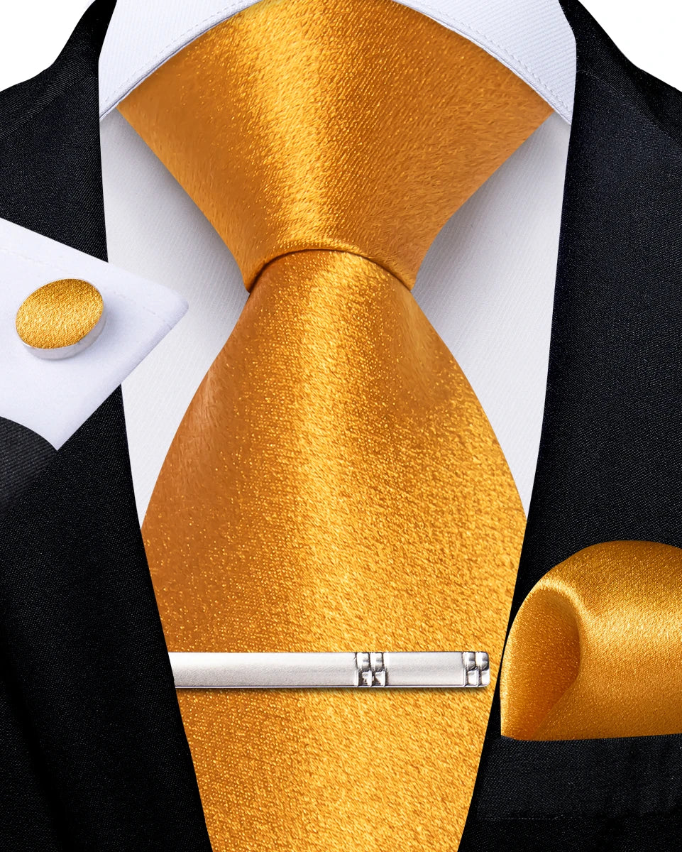 4Pcs Solid Green Brown Black Blue Red Satin 8cm Men Tie Set Handkerchief Cufflinks Wedding Party Accessories Gift for Husband