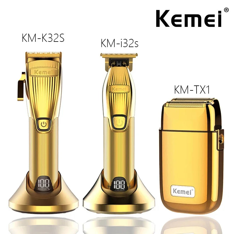 Kemei KM-K32S i32s KM-TX1 Professional Hair Trimmer Razor Kits with Seat Charger Hair Cutting Machine USB Charging Hair Clipper