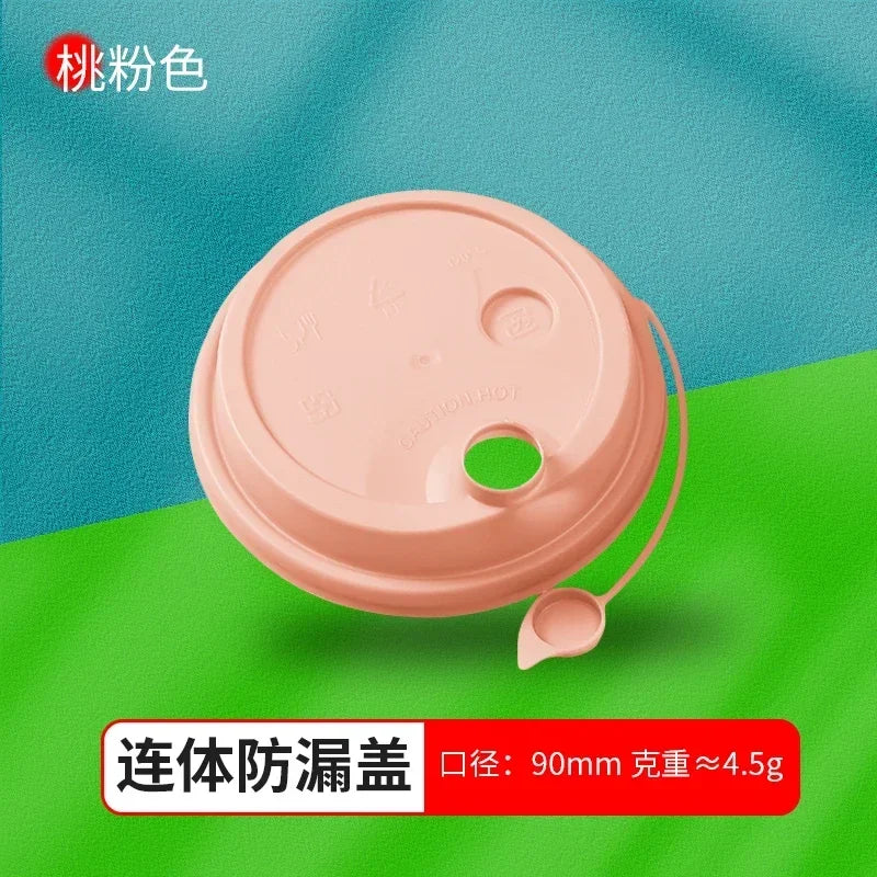 50pcs 90mm Caliber Injection Molded Leak Proof Cup Lids One Time Packaged Milk Tea Coffee Cup Lid Thickened One-piece Cover