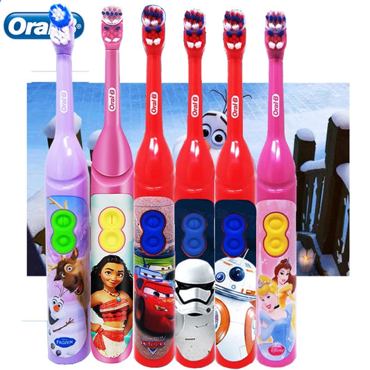 Oral B Children Electric Toothbrush for Kids Ages 3+ Soft DuPont Bristles 7200 Times Rotation Min Dual Clean AA Battery Princess