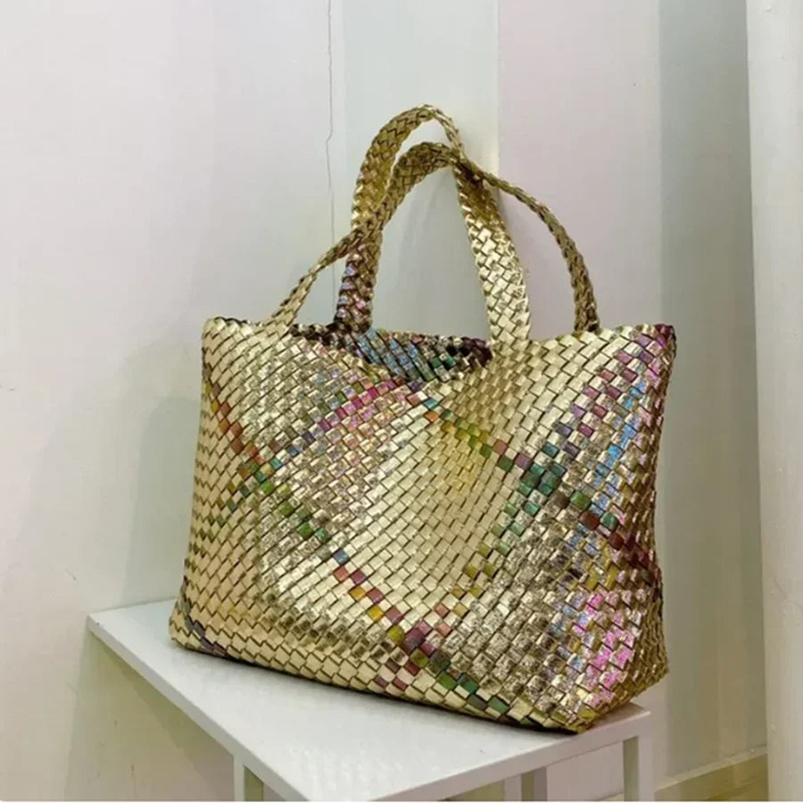 Luxury Woven Tote Women's Handbags Designer Large Shoulder Bags for Women 2025 Fashion PU Shopper Purses Composited Bags Clutch