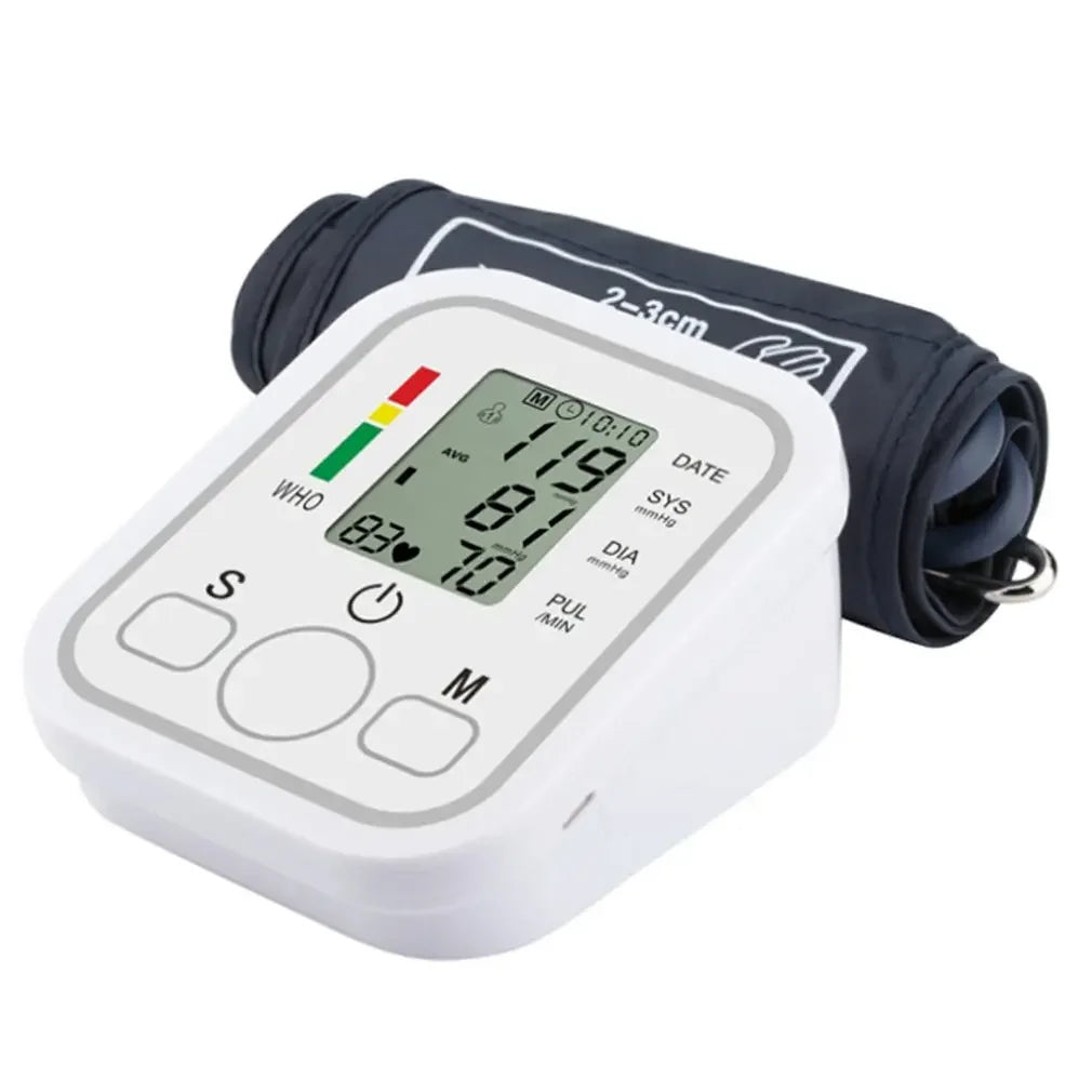 LCD Portable Health Care Pulse Meter BP Monitor Automatic Digital Arm Blood Pressure Monitor Tonometer Meter Sphygmomanometer