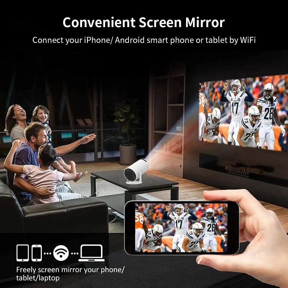 TINTINOS Salange HY300 Projector - Free Style Android Home Cinema, 720P/1080P/4K Supported, WiFi, HDMI, USB, Outdoor & Indoor Use