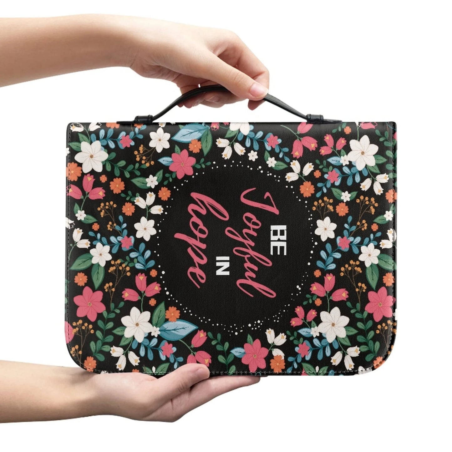 M Size Leather Cross Design Printed Book Bible Bag Student Travel Storage Bag One-handed Portable Storage Student Handbag