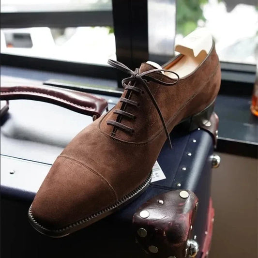 New 2024-2025 Men New Fashion Derby Shoes Pointed Anti Fleece Leather Lace up Business Dress Leather Shoes Black Brown Size 38-48